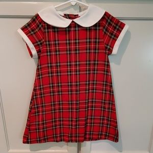 Red plaid shift dress with Peter Pan collar 6X